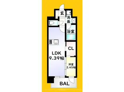 プレジデンス ざ 三萩野(1LDK/12階)の間取り写真