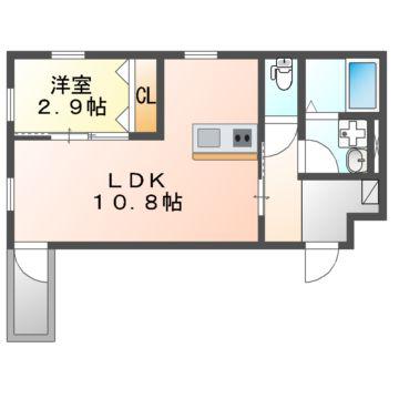 AMOUR VILLE江坂(1LDK/3階)の間取り写真