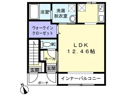 A´S大河原(ワンルーム/1階)の間取り写真