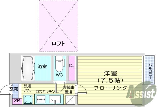 ウィンミルNO6(1K/2階)の間取り写真