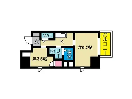 エヌエムトラントトワ(2K/8階)の間取り写真