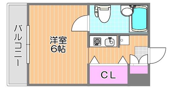 ラ・メール撫川(1K/1階)の間取り写真