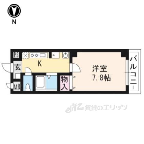 ジェルメ行伊(1K/3階)の間取り写真