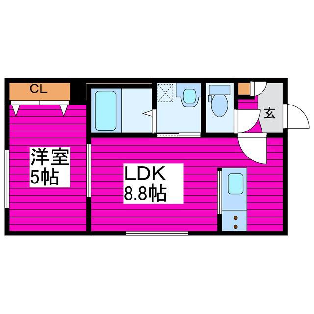 JIC新道東(1LDK/1階)の間取り写真