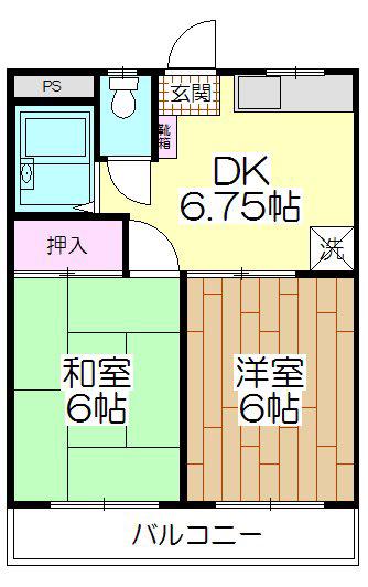 ソレイユ(2DK/2階)の間取り写真