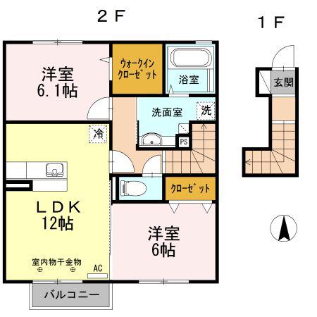 メゾン プレーヌ(2LDK/2階)の間取り写真