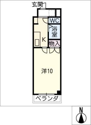 グランドハイツ豊山(1K/2階)の間取り写真