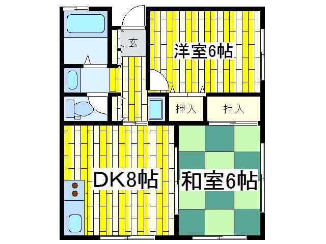 グリーンハウス(2DK/1階)の間取り写真