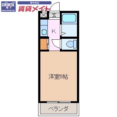 ウエスト(1K/1階)の間取り写真