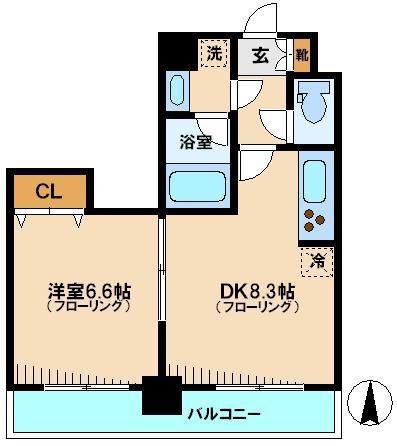 KDXレジデンス大山(1DK/11階)の間取り写真