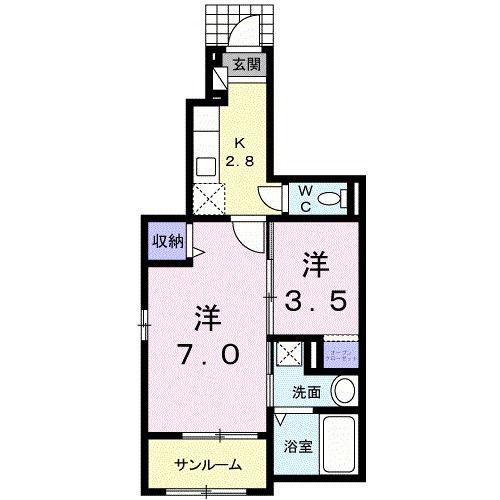 サンフラワー江木(1SK/1階)の間取り写真