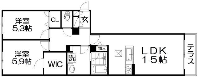 シャーメゾン グランシャリオ(2LDK/1階)の間取り写真