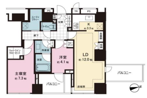 クラッシィタワー新宿御苑(2LDK/24階)の間取り写真