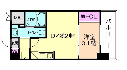 ARISTO扇町(1DK/7階)の間取り写真