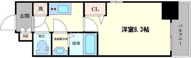 レジュールアッシュ心斎橋リュクス(1K/3階)の間取り写真