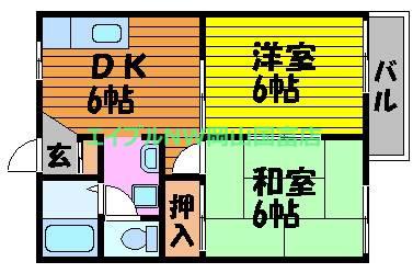 藤田コーポ II(2DK/2階)の間取り写真