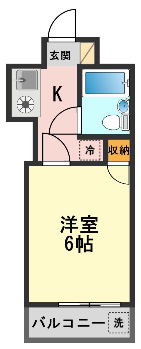 スカイコート高砂(1K/5階)の間取り写真
