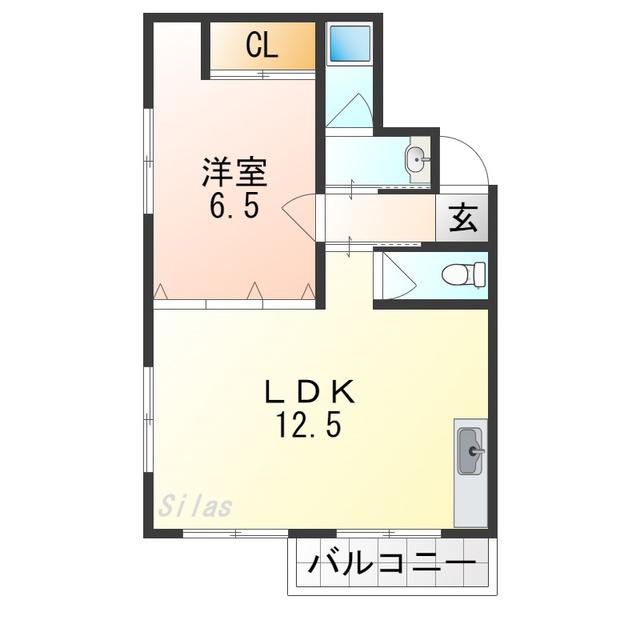ハイツ梶本(1LDK/2階)の間取り写真