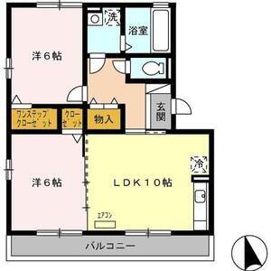 グランシャリオ前屋敷A(2LDK/3階)の間取り写真