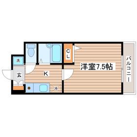パレス仙台(1K/1階)の間取り写真