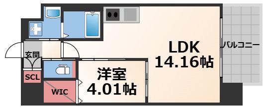 プレジオ永和ASIAN(1LDK/4階)の間取り写真