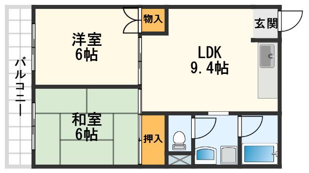 光庸ハウス(2LDK/3階)の間取り写真