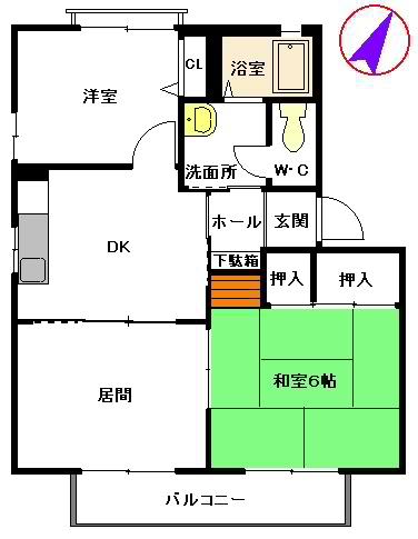 メゾンドフルール A棟(3K/2階)の間取り写真