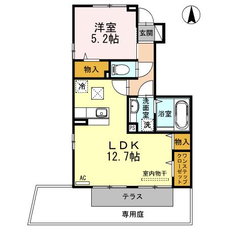 グリーンカトレアII(1LDK/1階)の間取り写真