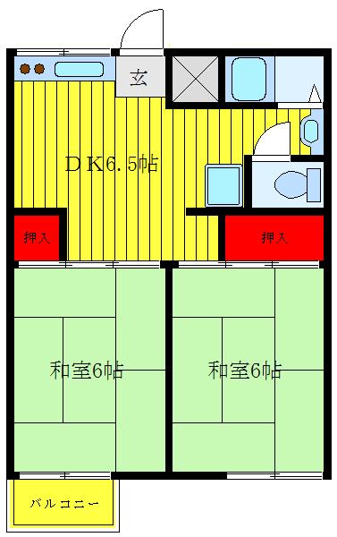 ハイツ・エド(2DK/2階)の間取り写真