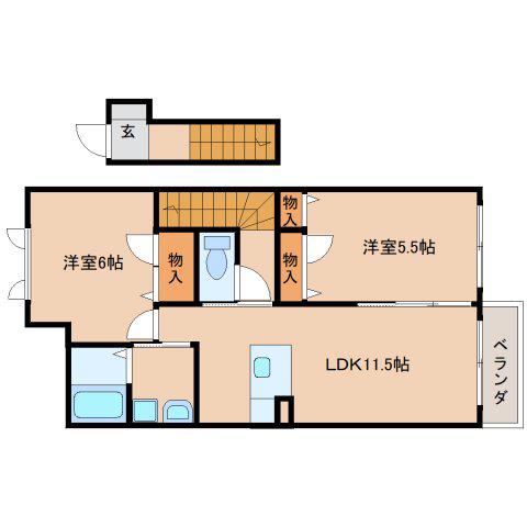 シャーメゾン富堂(2LDK/2階)の間取り写真