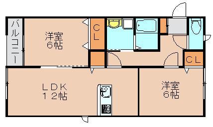 ブランミュールⅠ(2LDK/2階)の間取り写真