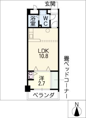 大竹南ビル(1LDK/4階)の間取り写真