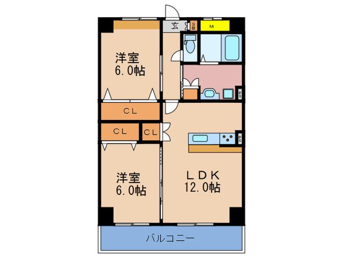 ヴィラ北梅田(2LDK/3階)の間取り写真