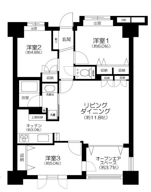 グランシティ川崎2(3LDK/11階)の間取り写真