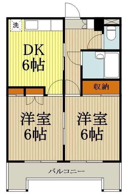 ハイツ柿沼(2DK/2階)の間取り写真
