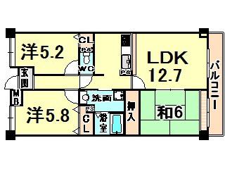 塚口コーストヒルズ(3LDK/4階)の間取り写真