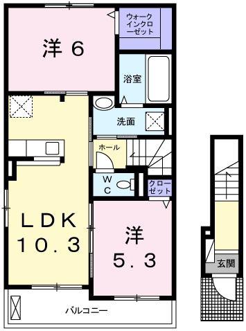 コンフォートカーサI(2LDK/2階)の間取り写真