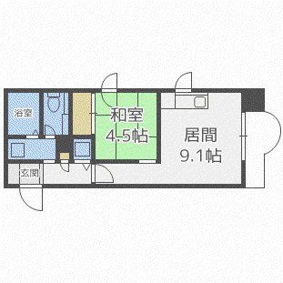 山京ガーデンハイツ西15(1LDK/2階)の間取り写真