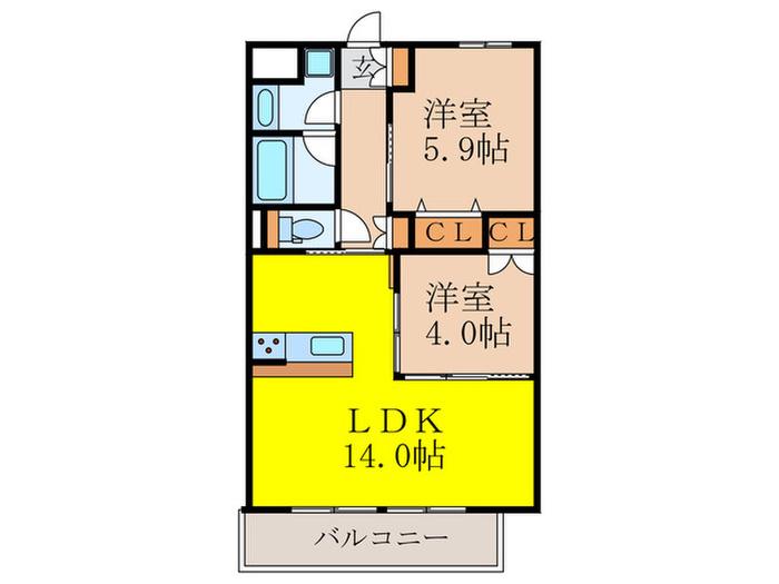アイリトルノ(2LDK/1階)の間取り写真