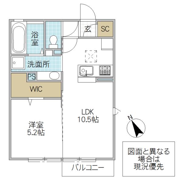 ボナールA(1LDK/1階)の間取り写真