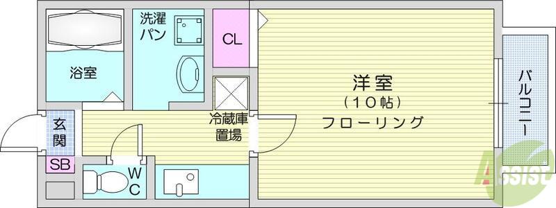 サンヴィレッジ泉崎(1K/2階)の間取り写真