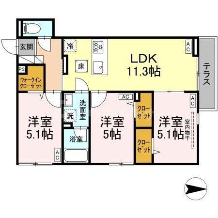 セレスティア西新井II(3LDK/2階)の間取り写真