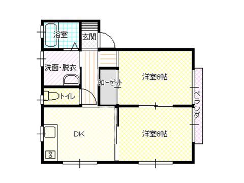 ハイツサントピア(2DK/1階)の間取り写真