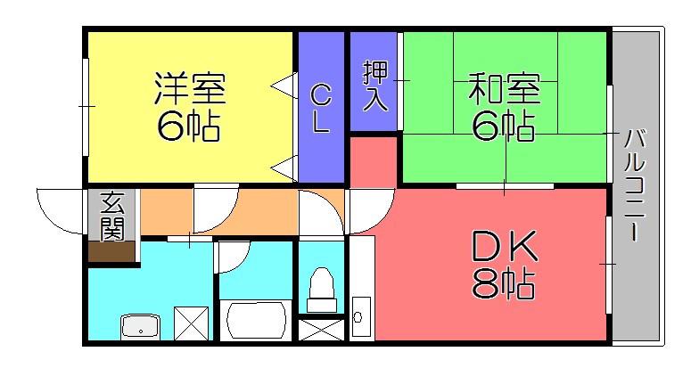 ロイヤルパレス(2LDK/3階)の間取り写真