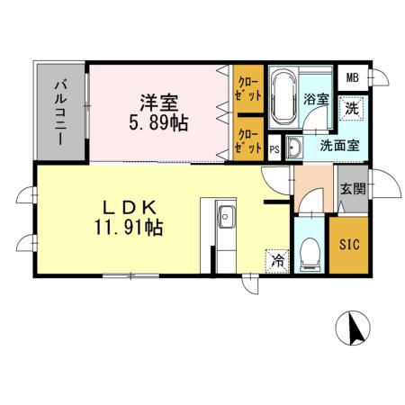 メルベイユ浜田山(1LDK/3階)の間取り写真