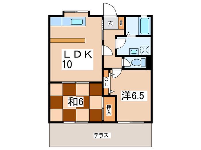 インテグラル鈴木(2LDK/1階)の間取り写真
