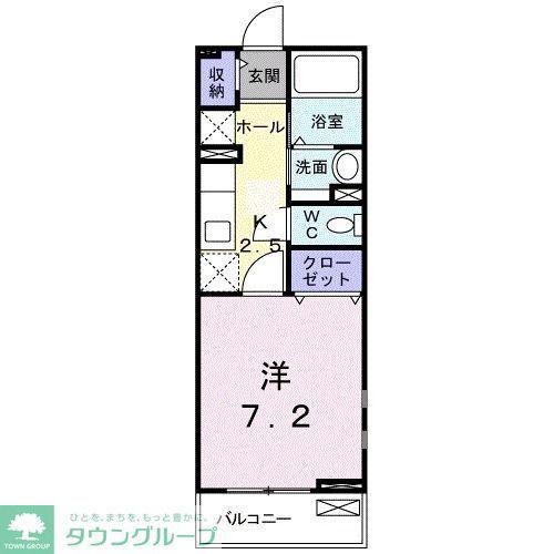 グランドライフA棟(1K/2階)の間取り写真