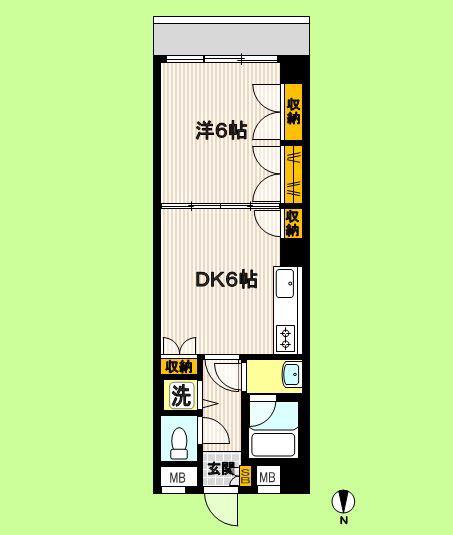 カッシェ(1DK/1階)の間取り写真