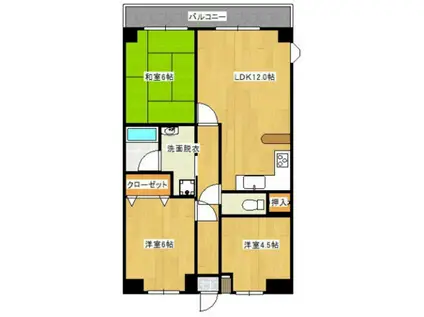 I・Oビル(3LDK/4階)の間取り写真