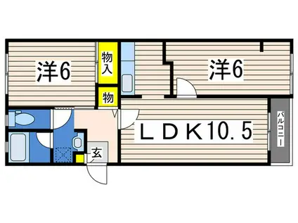 シェルポート白山(2LDK/3階)の間取り写真